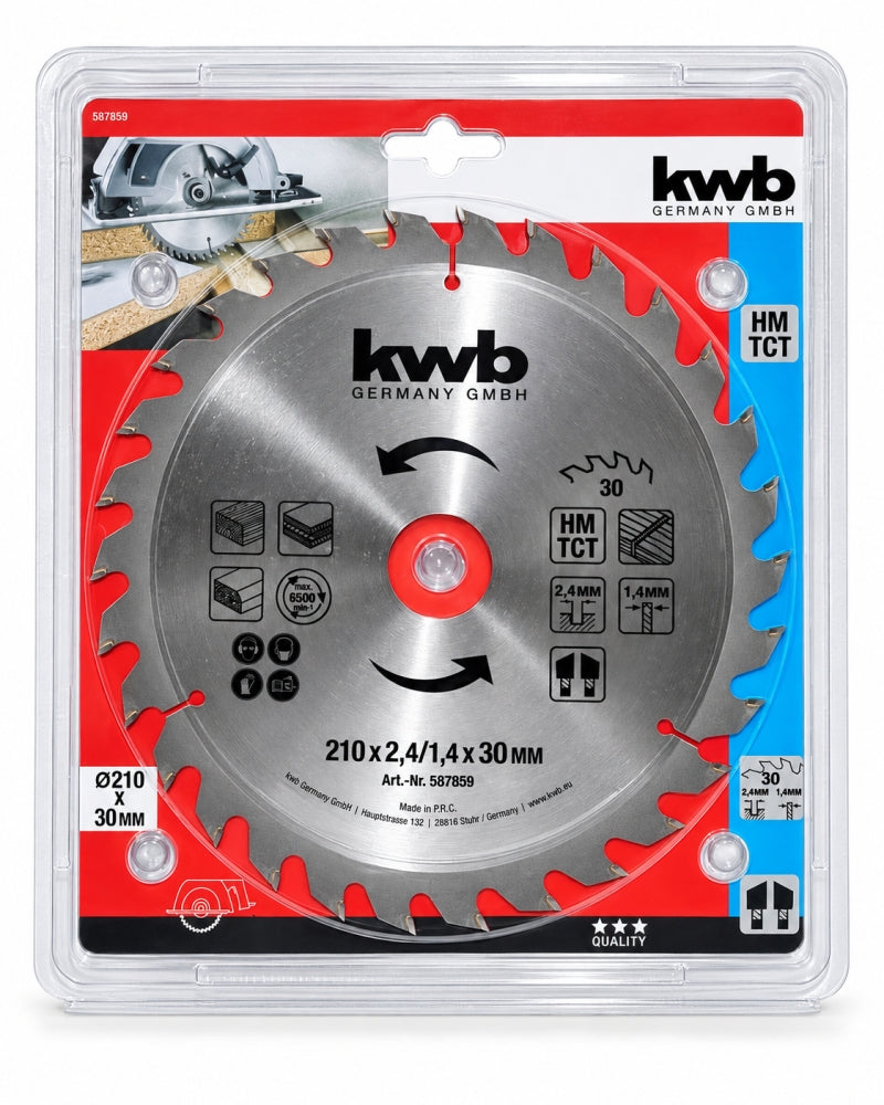KWB Kreissägeblatt Ø 210 x 30 x 2,4/1,4 mm (30 HM Zähne)