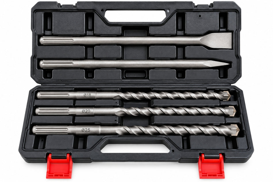 KWB SDS-max Bohrhammer Zubehör Set (Meißel + Bohrer Ø 18 20 25mm)