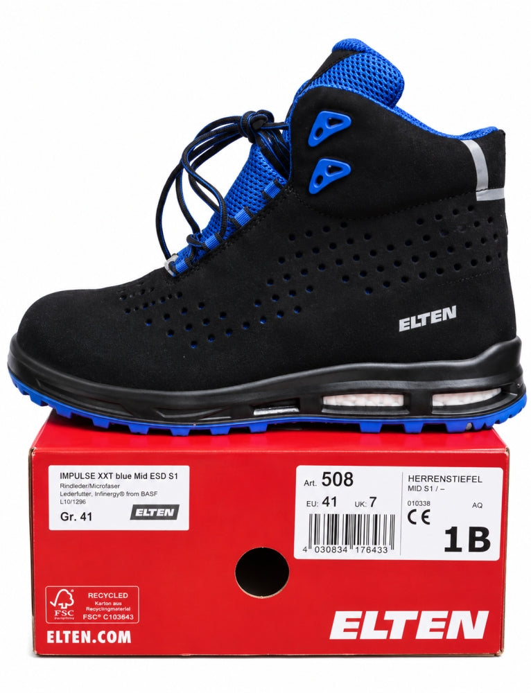 ELTEN Sicherheitsstiefel 'Impulse Blue Mid ESD S1' (Gr. 41)