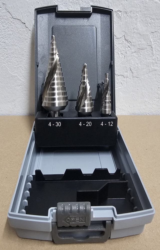 Stufenbohrer-Satz HSS (3-teilig) in Kunststoffkassette