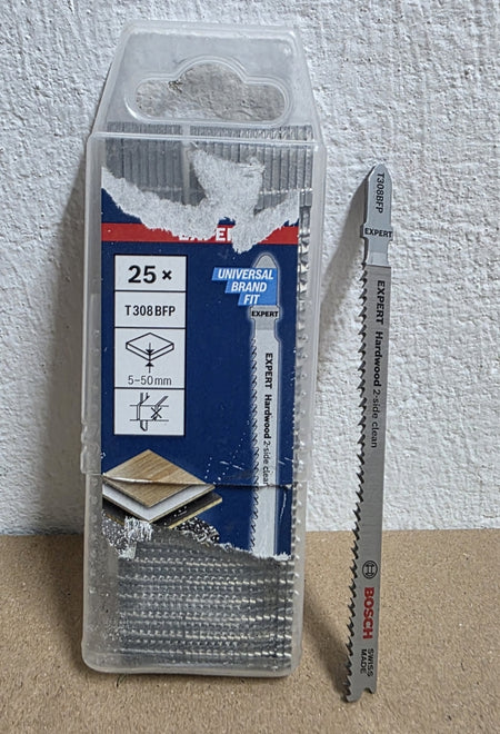 25x BOSCH EXPERT Stichsägeblätter (Hartholz 2-side clean) T308BFP