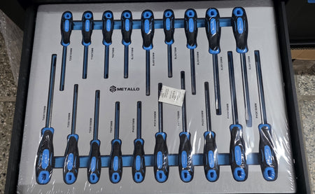 METALLO Werkstattwagen (gefüllt) Holzplatte 12 Schubladen