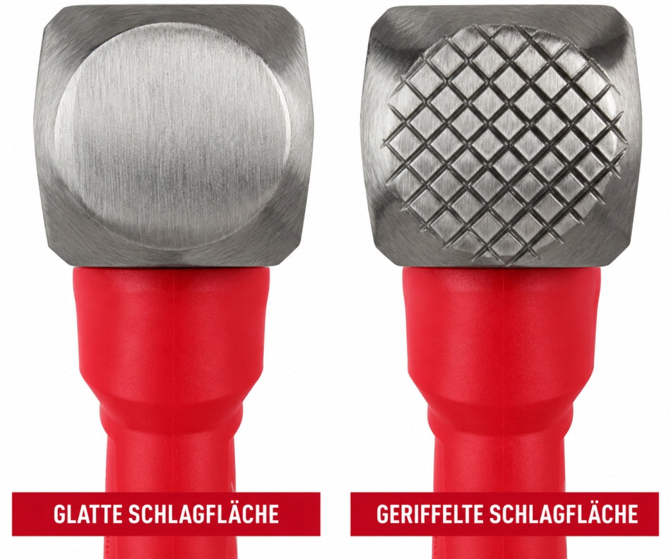 MILWAUKEE Fäustel mit Fiberglasstiel 1,36 kg (3 lbs, glatte & geriffelte Schlagfläche) 4932478255