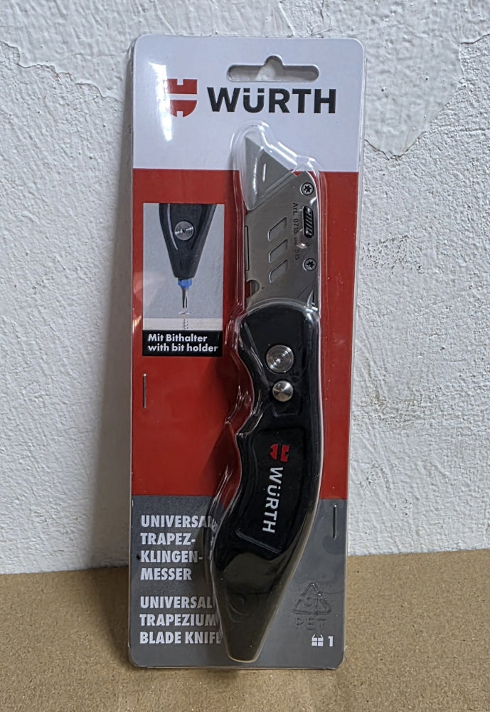 WÜRTH Klapp-Trapezklingenmesser mit Bithalter