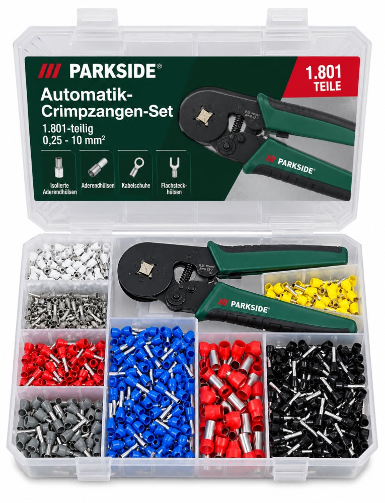 PARKSIDE Automatik-Crimpzangen-Set (1.801-teilig – 0,25–10 mm²)