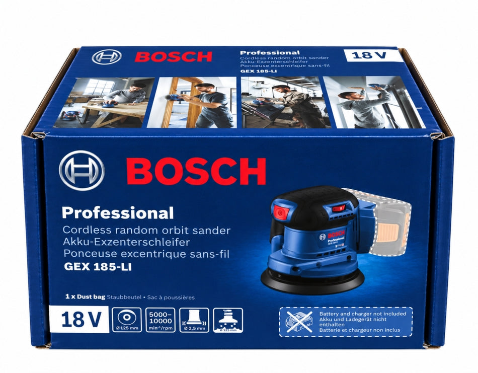 BOSCH Professional GEX 185-LI Akku-Exzenterschleifer (18V, Ø 125mm, ohne Akku) 06013A5020