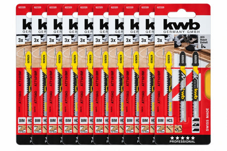 10x KWB Stichsägeblatt Set (3-teilig) Holz Laminat