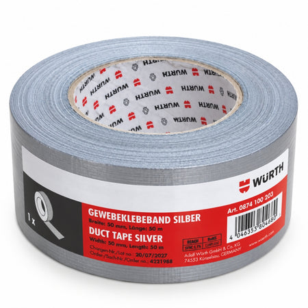 WÜRTH Gewebeklebeband 'Panzertape' (Silber, 50mm x 50m)