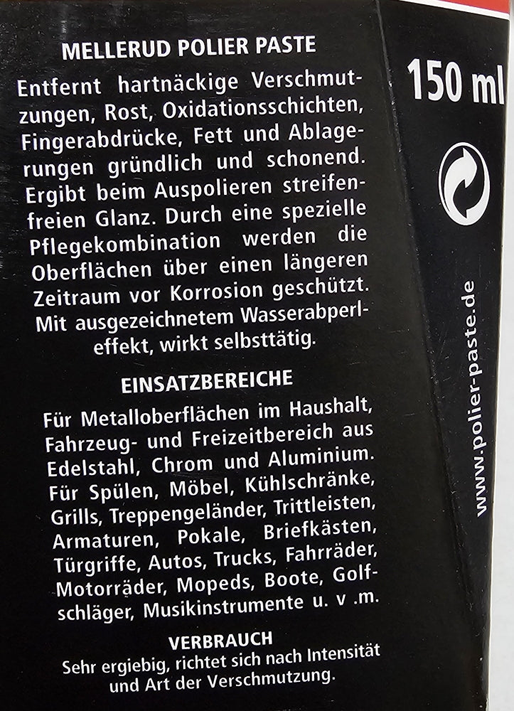 MELLERUD Polierpaste Edelstahl Chrom Aluminium (150ml)