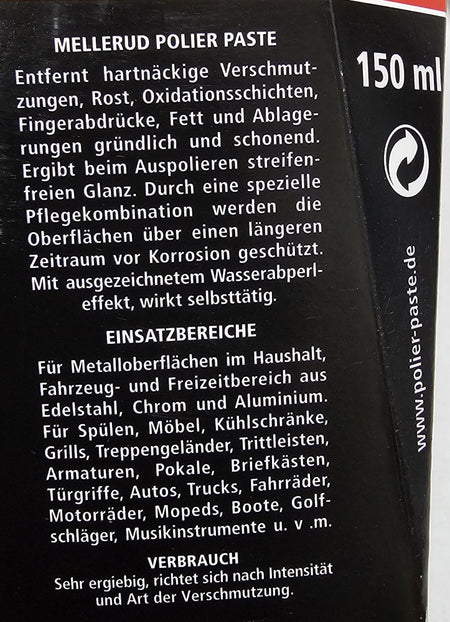 MELLERUD Polierpaste Edelstahl Chrom Aluminium (150ml)