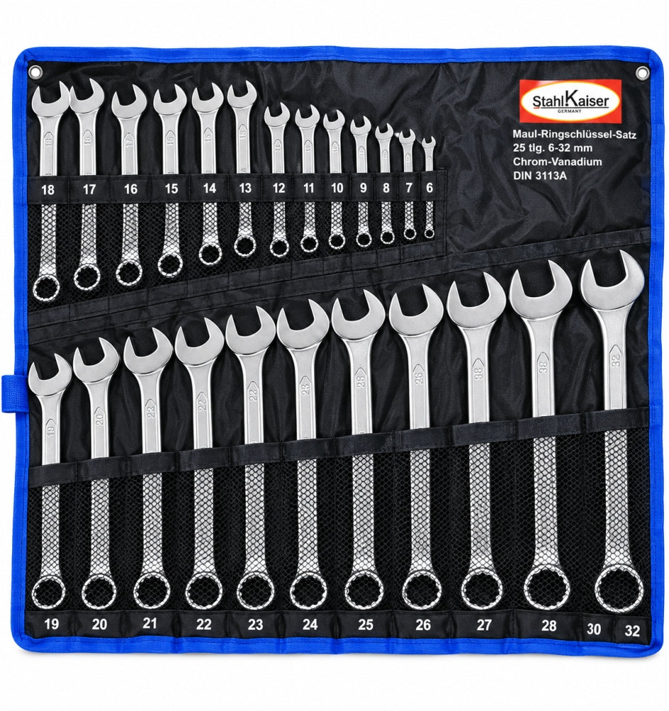 STAHLKAISER Maul-Ringschlüssel-Satz (25-teilig, SW 6-32mm, DIN 3113A) 13533