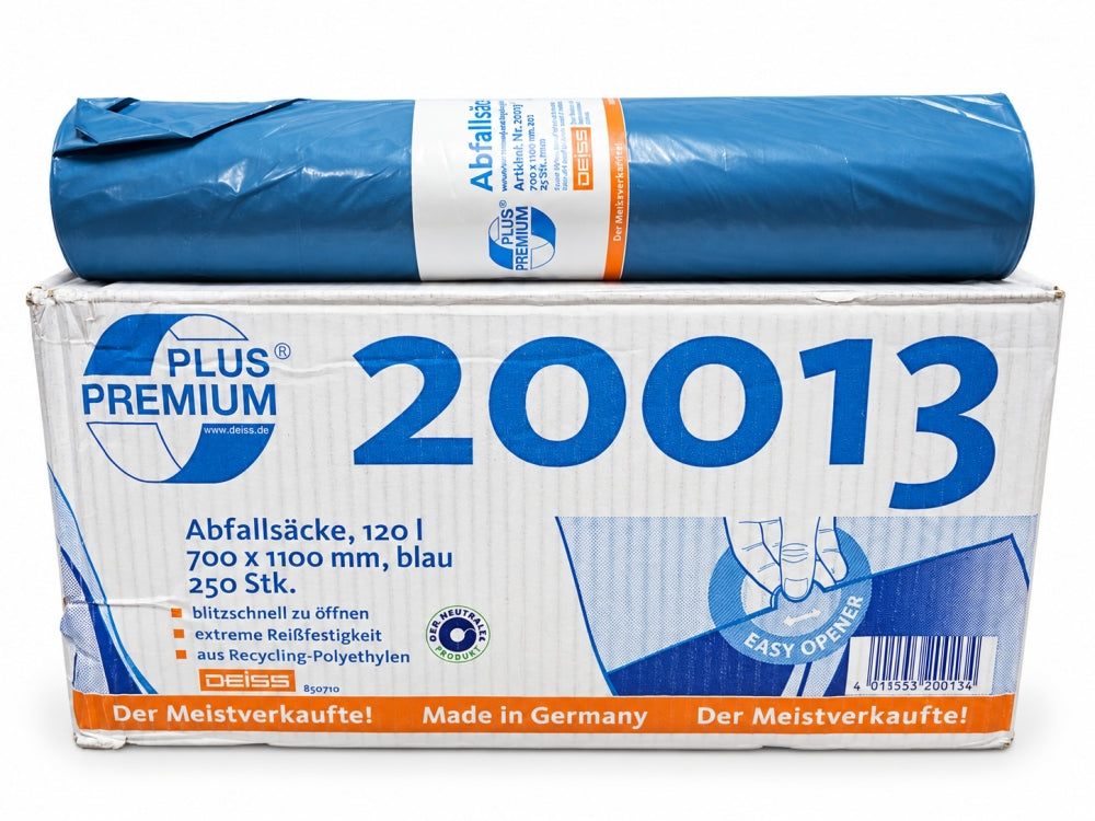 25x DEISS Müllsäcke blau (120 Liter, 700x1100mm, 40my)