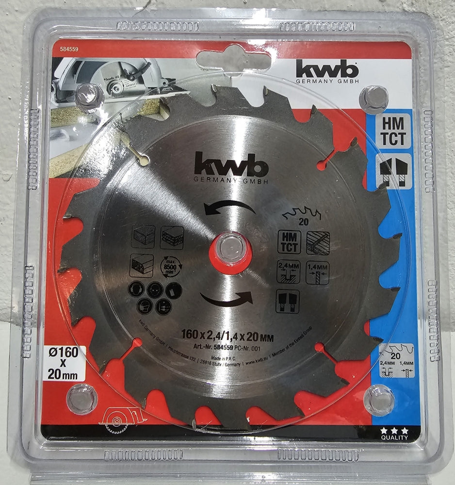 KWB Kreissägeblatt Ø 160 x 20 x 2,4/1,4 mm (20 HM Zähne)