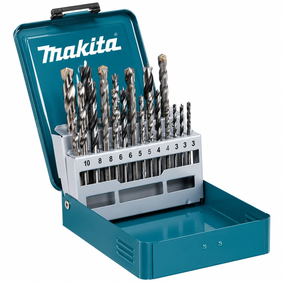 MAKITA Mehrzweck-Bohrerset für Holz, Metall und Stein (Ø 3-10mm, 18-teilig) 