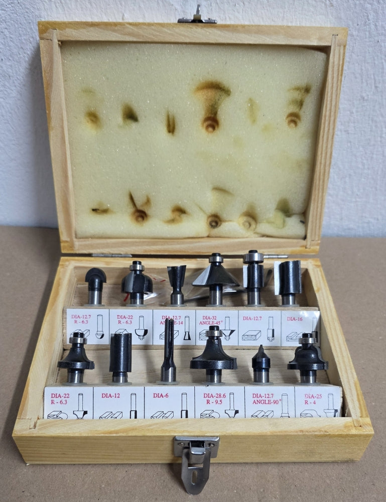 GÜDE HM Oberfräser Set (12-teilig, 8mm Schaft) in Holzbox