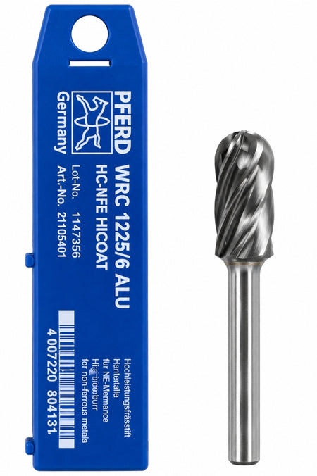 PFERD Hartmetall-Hochleistungsfrässtift ALU Walzenrund WRC (Ø 12x25mm, Schaft-Ø 6mm)