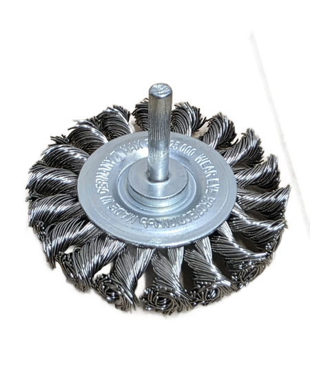 FÖRCH Schaftrundbürste Edelstahl gezopft (Ø 70mm, Schaft 6mm)
