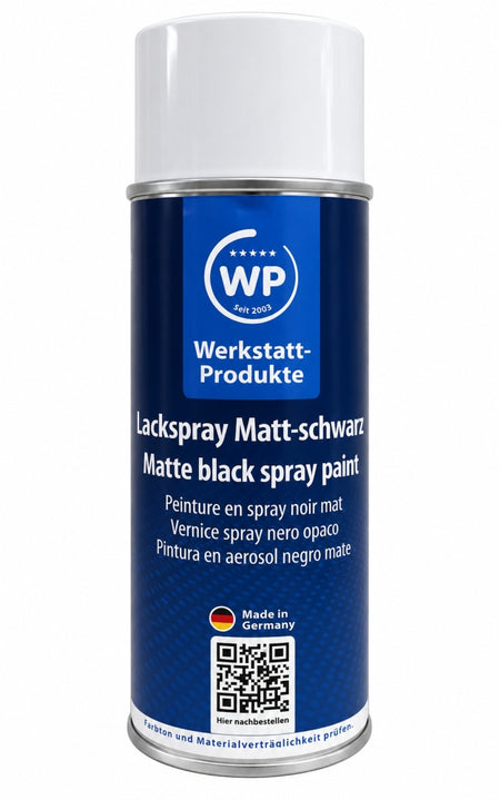 WP Lackspray Matt-Schwarz (400 ml, Acryllack, schnelltrocknend & witterungsbeständig) 5065
