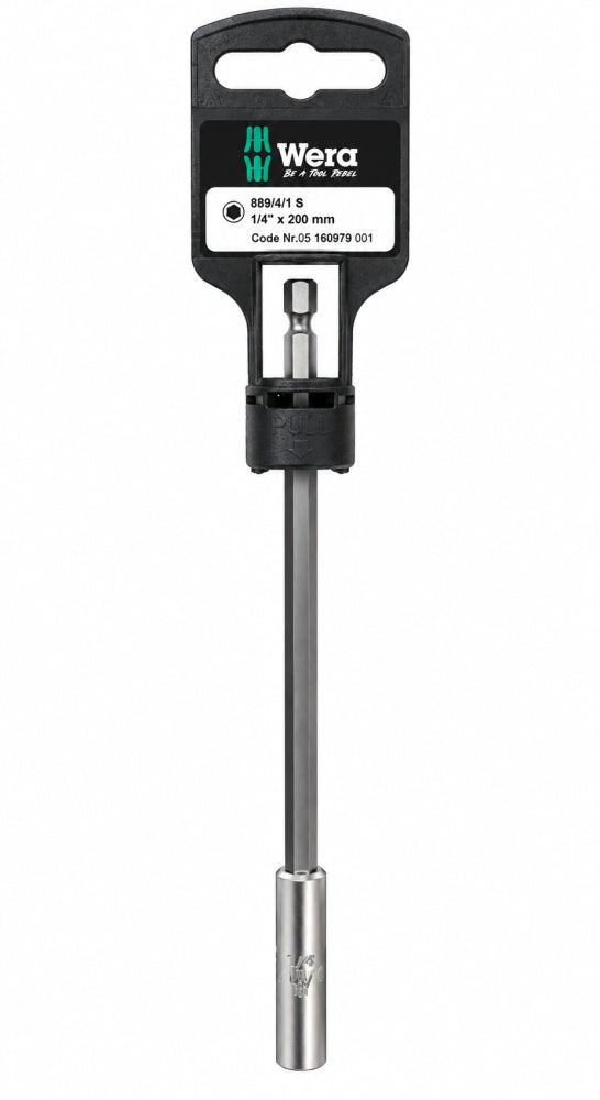 WERA Bithalter-Verlängerung mit Magnet (1/4" x 200 mm, starker Sprengring) 05160979001
