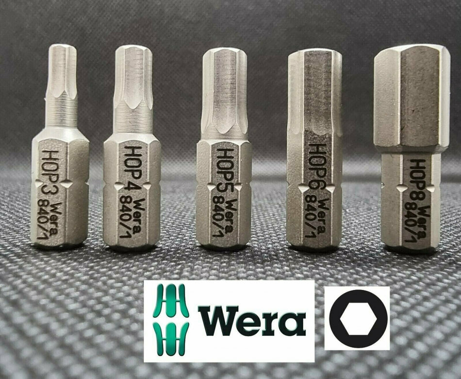 WERA Innensechskant Bit-Satz (5-teilig, 3-8mm, 1/4 Zoll x 25mm)