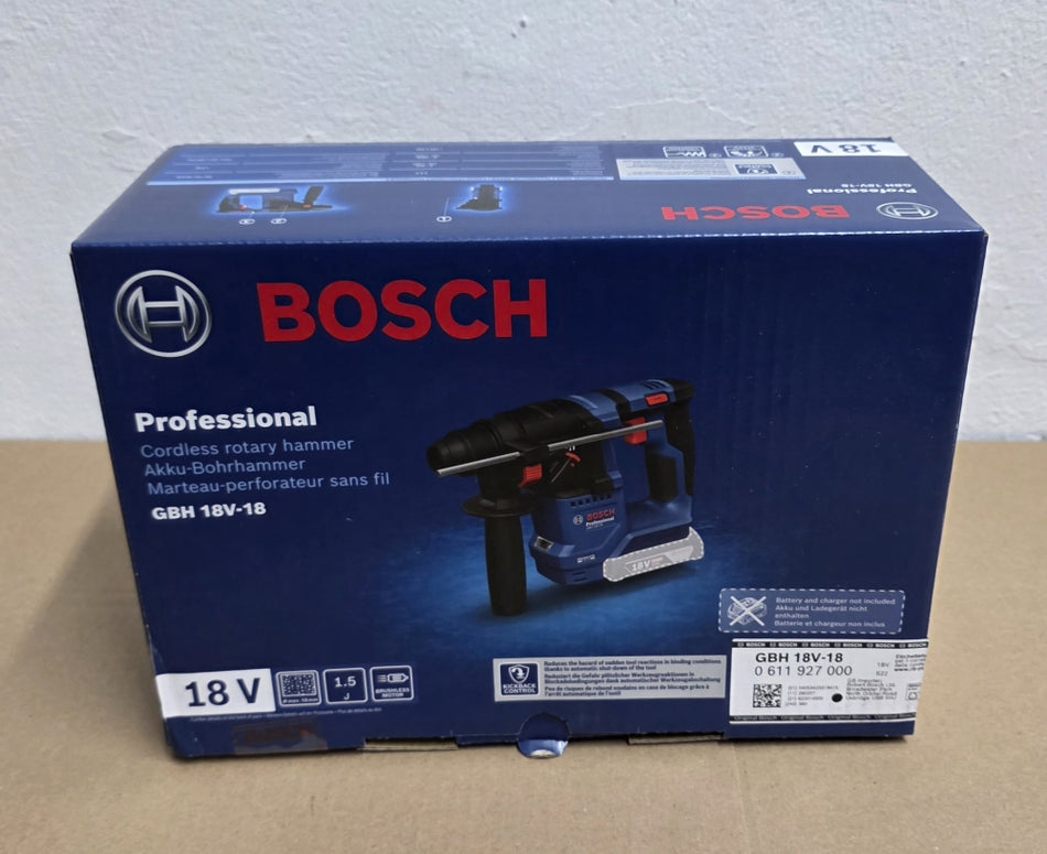 BOSCH PROFESSIONAL Akku-Bohrhammer 'GBH 18V-18' (18V, 1,5J, SDS-plus, Solo, ohne Akku, Karton)