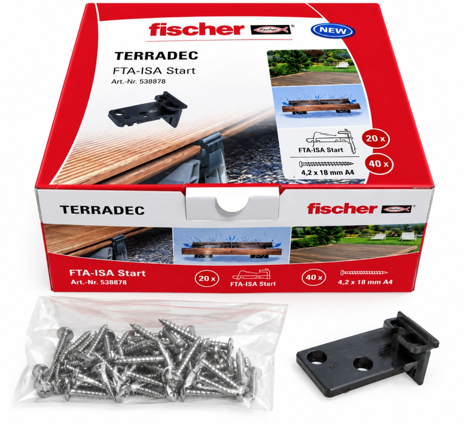 20x FISCHER Terassendielen Abstandshalter 'Terradec FTA-ISA Start' unsichtbar