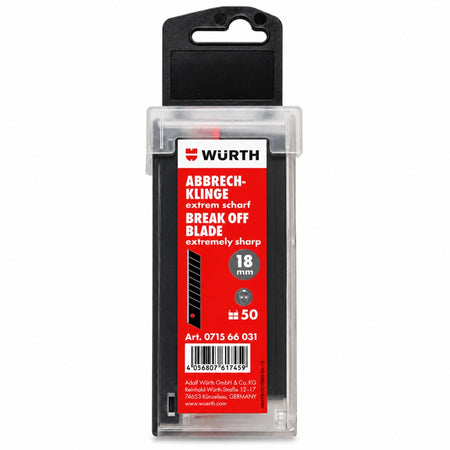 50x WÜRTH Abbrechklingen schwarz extrem scharf (18 × 0,5 mm) 071566031