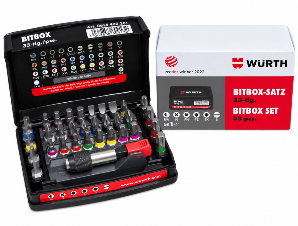 WÜRTH Bitbox mit Bithalter (33-teilig) 0614400301