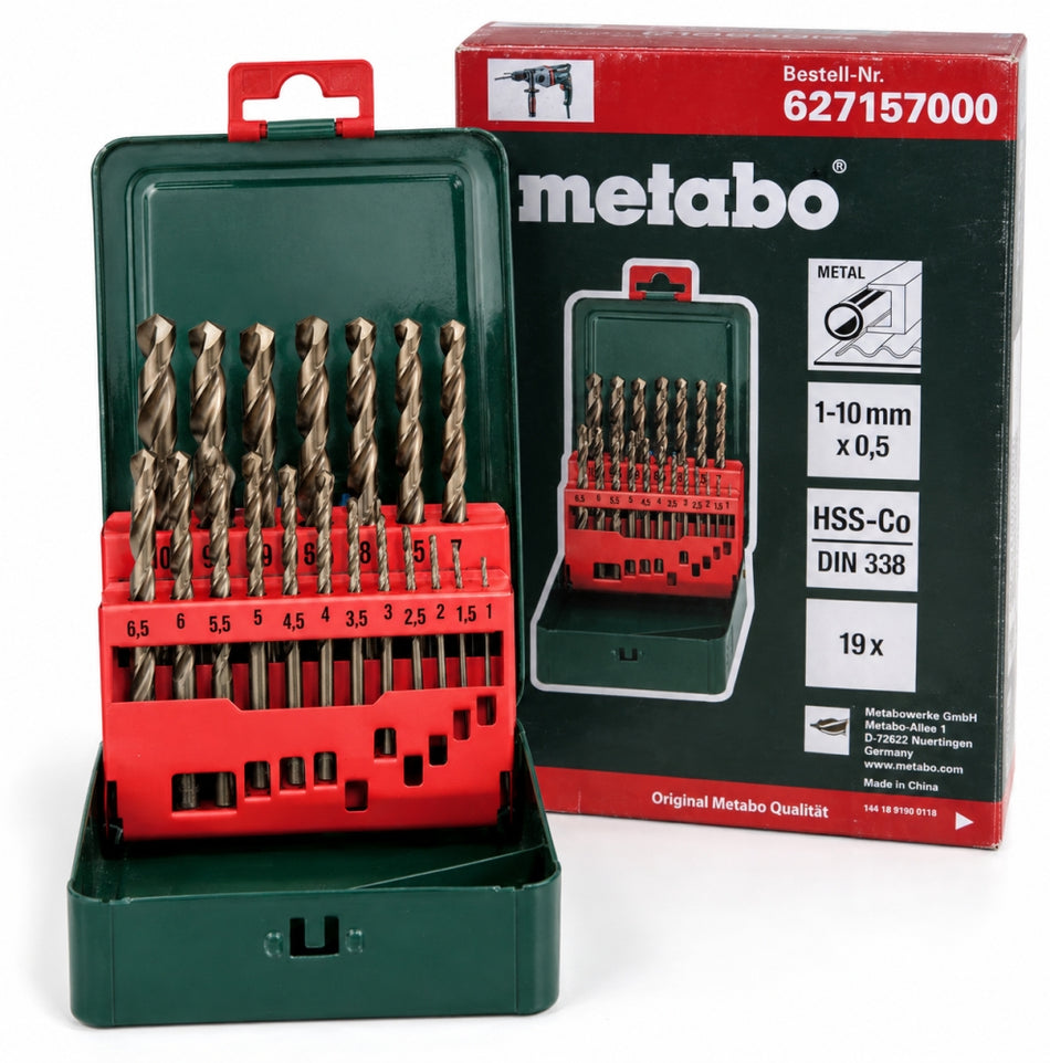 METABO HSS-Co Metallbohrer-Satz (19-teilig, Ø 1,0–10,0 mm, DIN 338) 627157000