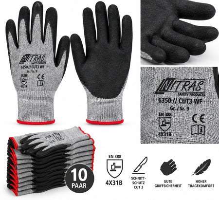 10 Paar NITRAS Schnittschutzhandschuhe 'CUT3' [Gr. wählbar]