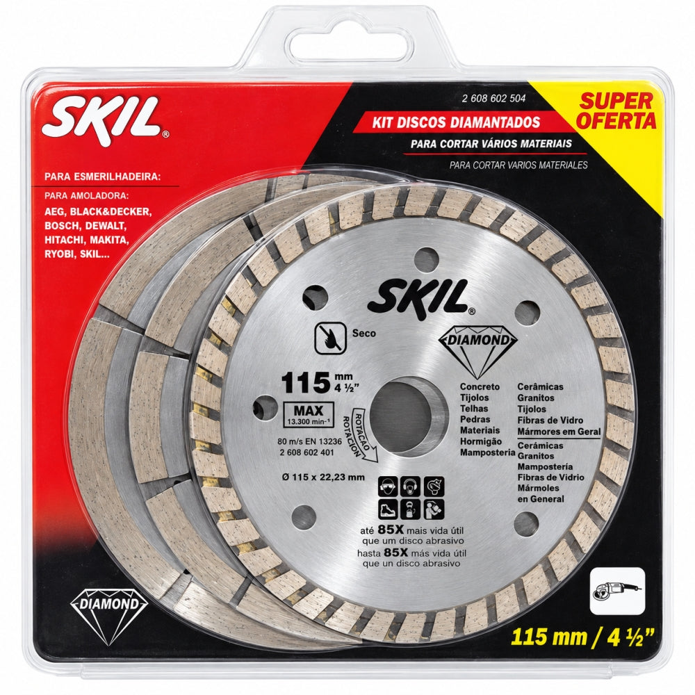 SKIL Diamanttrennscheiben Set (3-teilig, Ø 115 x 22,23mm) 