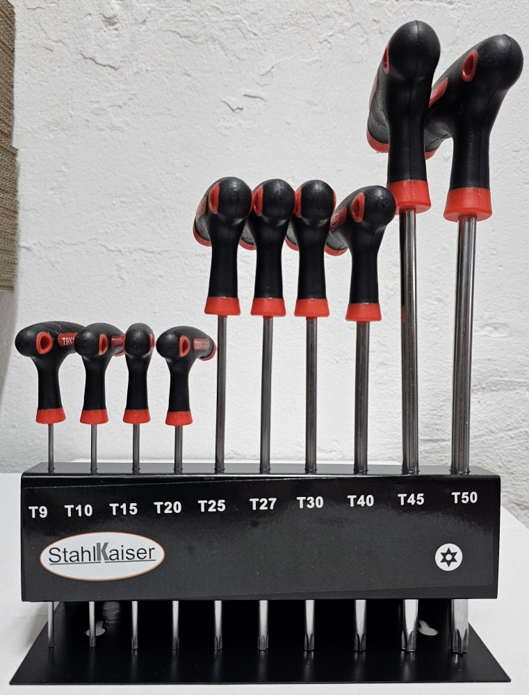 STAHLKAISER T-Griff Torx-Schraubendreher Satz (10-teilig, mit Metallhalter)