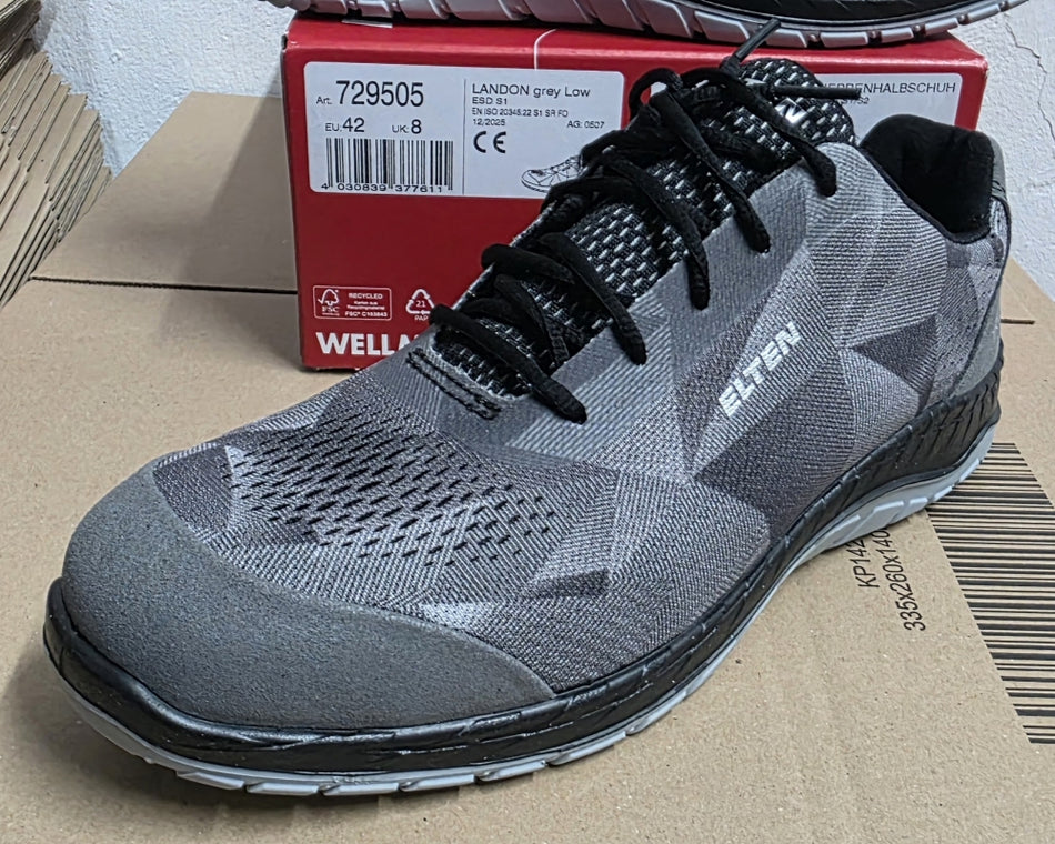ELTEN Sicherheitsschuhe (Gr. 42) 'LANDON grey Low ESD S1'