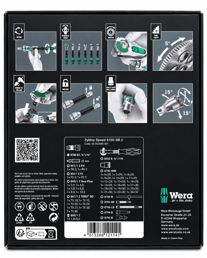 WERA Steckschlüsselsatz 'Zyklop Speed 8100 SB 2' (43-teilig, 3/8") 05003594001