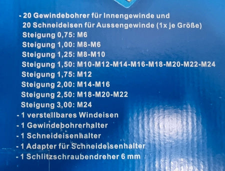 Gewindeschneider Schneideisen Satz (45-teilig) metrisch M6-M24