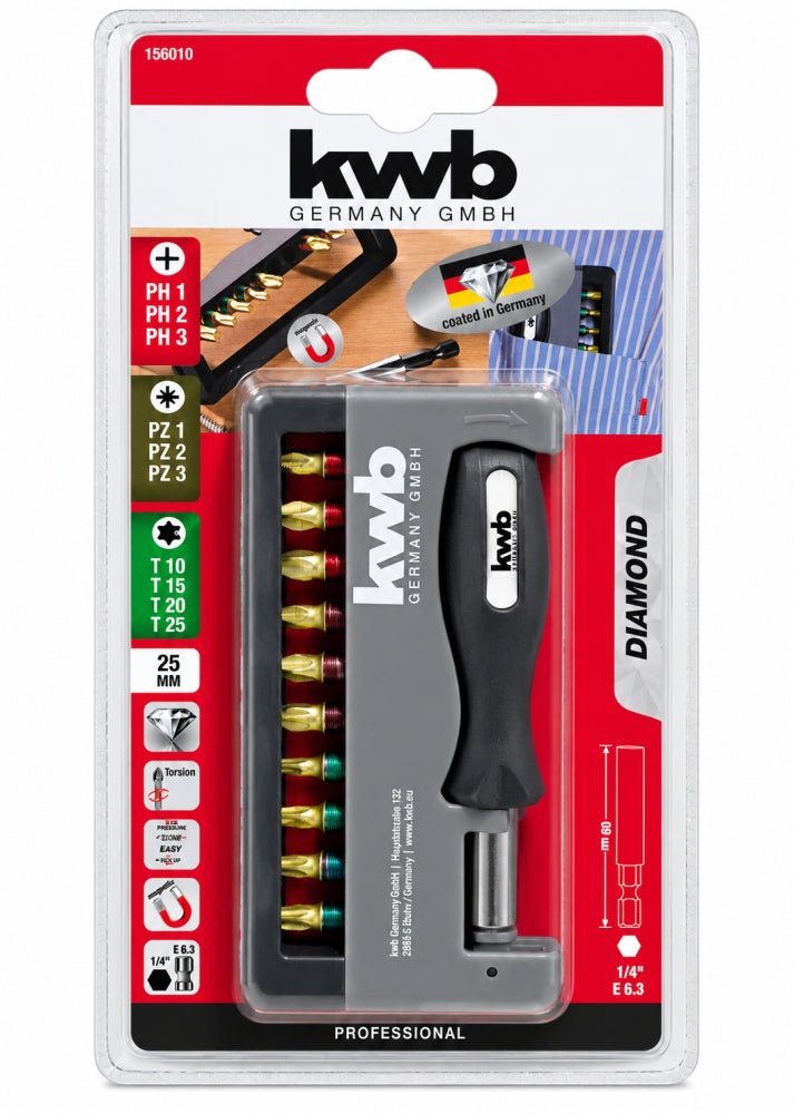 KWB Bit-Satz 'DIAMOND' mit Magnethalter (11-teilig)