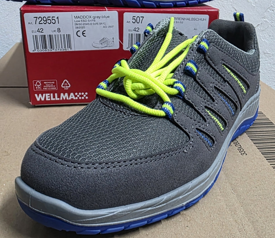 ELTEN Sicherheitsschuhe (Gr. 42) 'Maddox grey-blue Low ESD S1P'