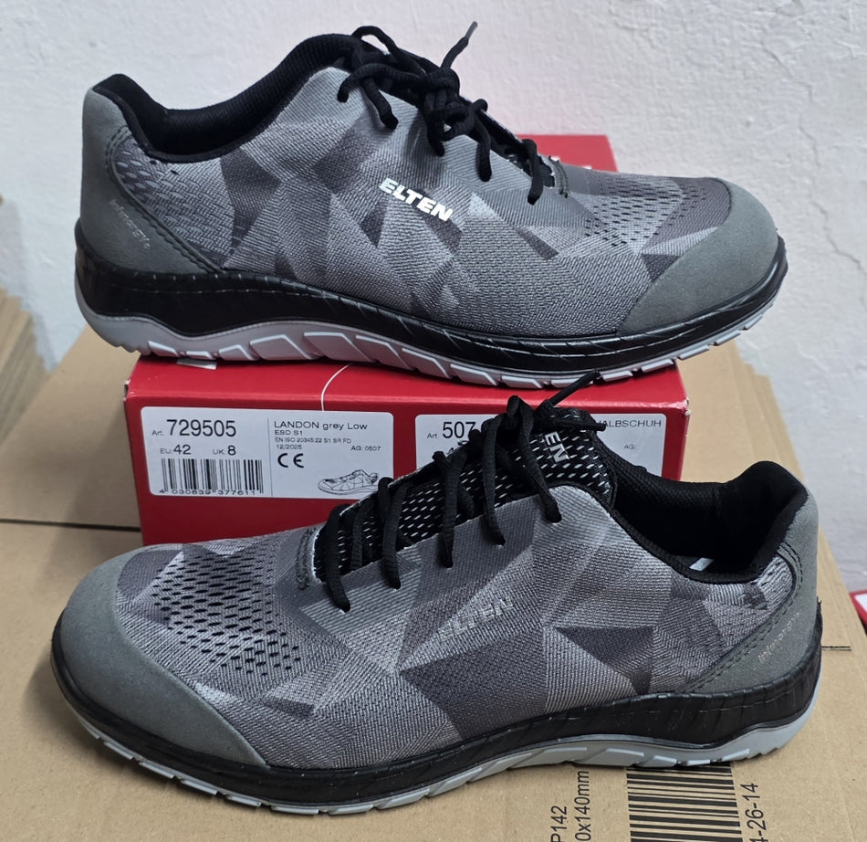 ELTEN Sicherheitsschuhe (Gr. 42) 'LANDON grey Low ESD S1'
