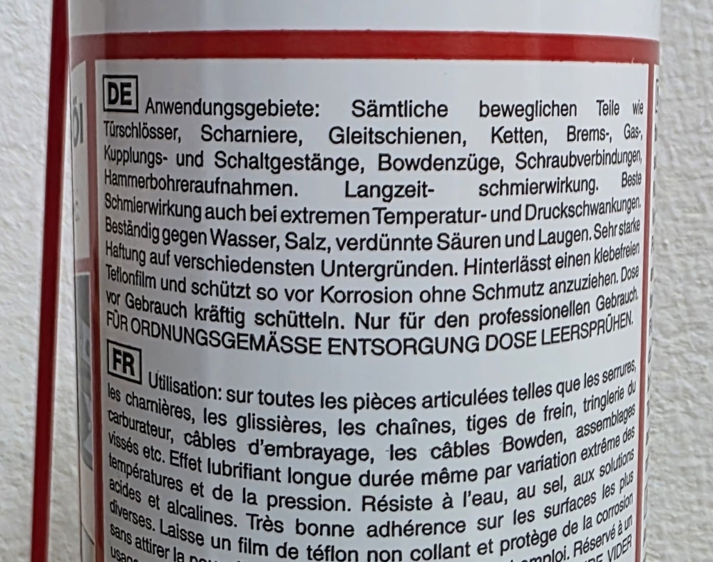 PTFE-Hochleistungsöl Spray S408 (500ml)