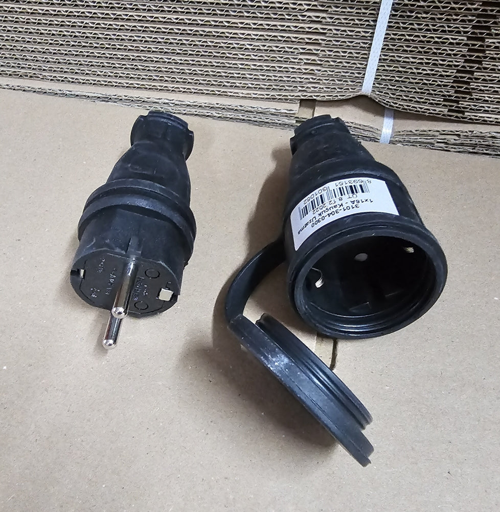 TP ELECTRIC Schutzkontakt Stecker / Kupplung Vollgummi IP44 230V