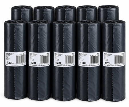 BEAST Müllsäcke extra robust (120L, 60my, LDPE, schwarz)  / (Art) 10 Rolle (100 Säcke)