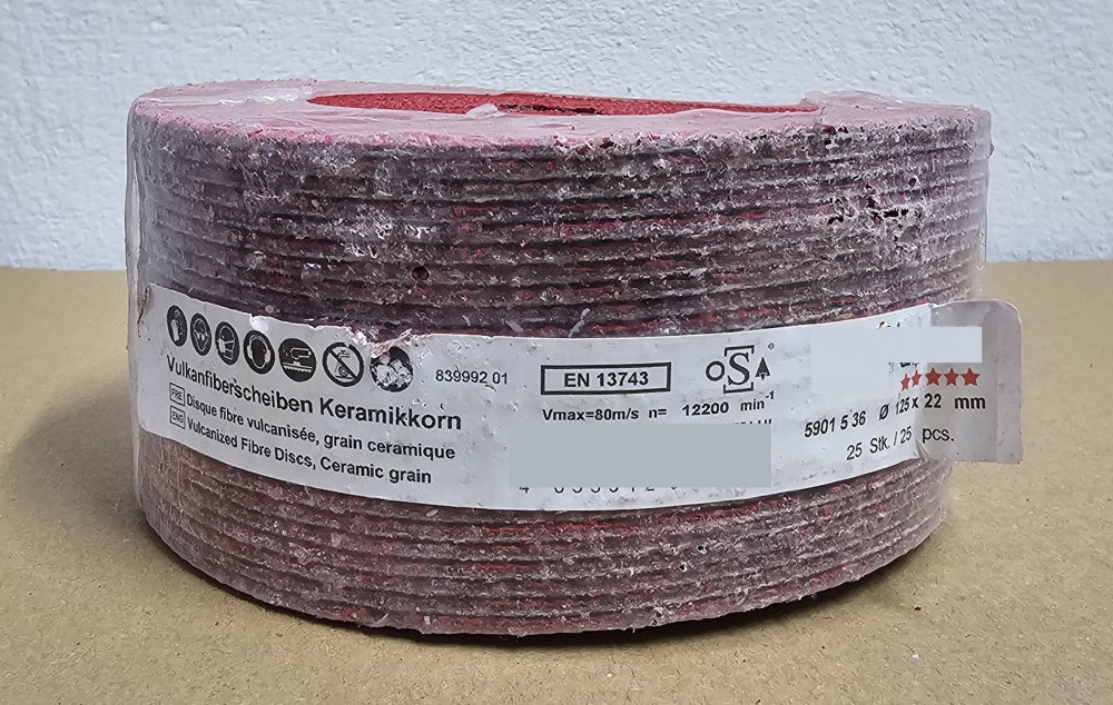 25x Vulkan-Fiberscheibe Keramikkorn (Ø 125mm P36)