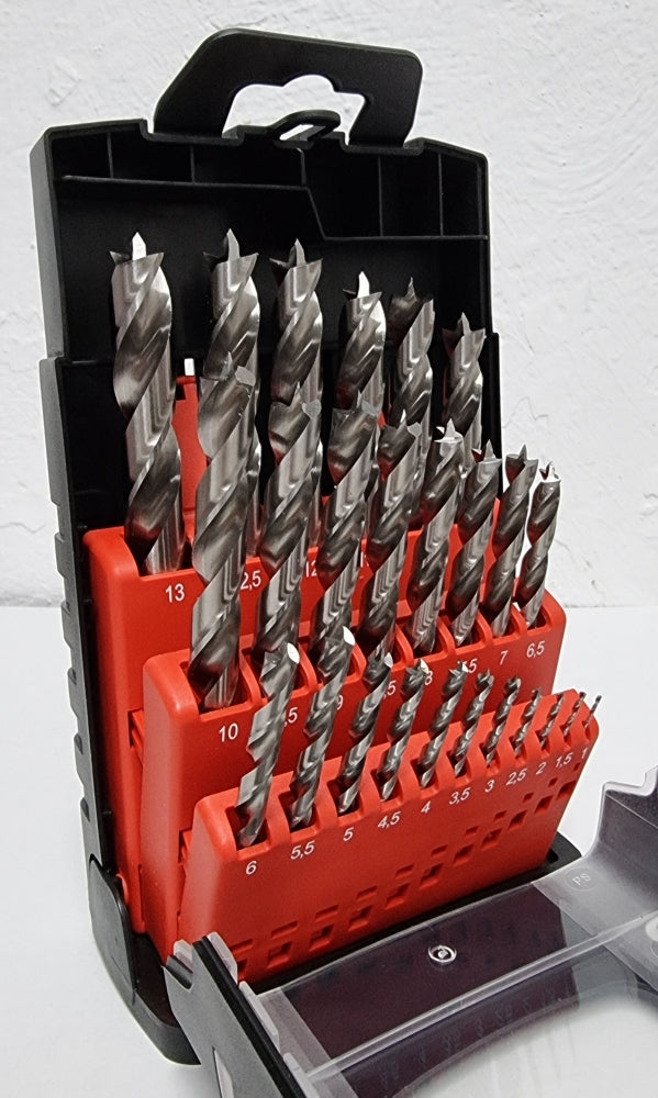 EQT Spiral-Holzbohrer Satz HSS-G (Ø 1-13mm in 0,5mm Schritten, 25-teilig)