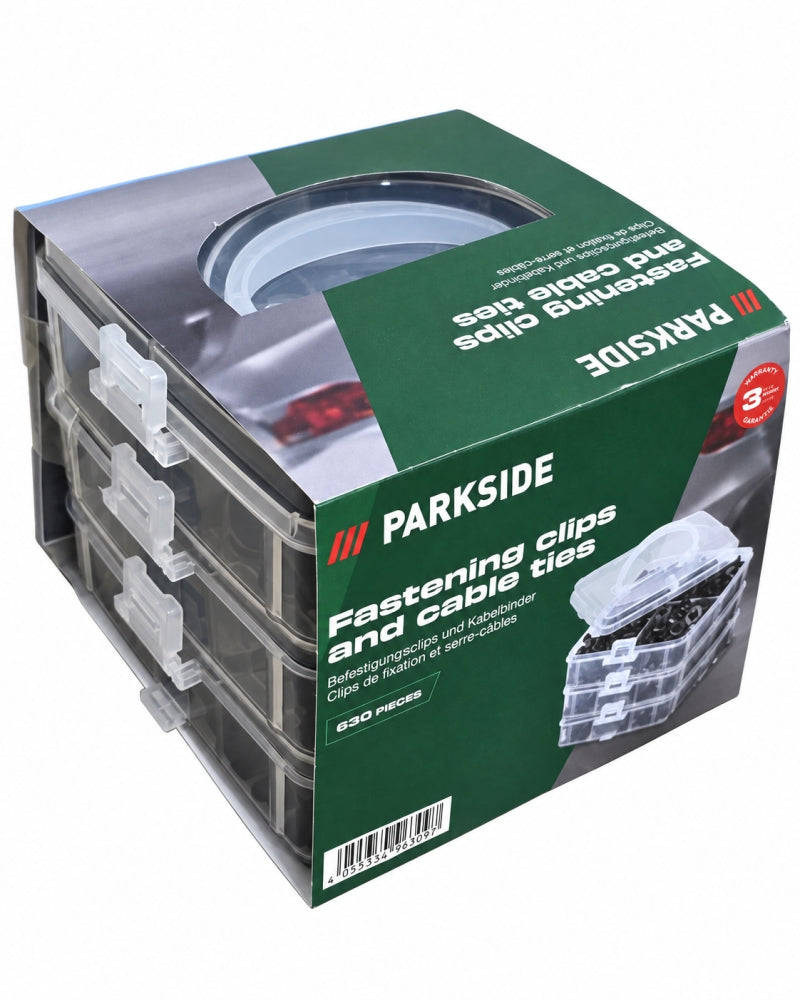 PARKSIDE KFZ-Innenraum-Befestigungsclips-Set mit Kabelbindern (630-teilig)