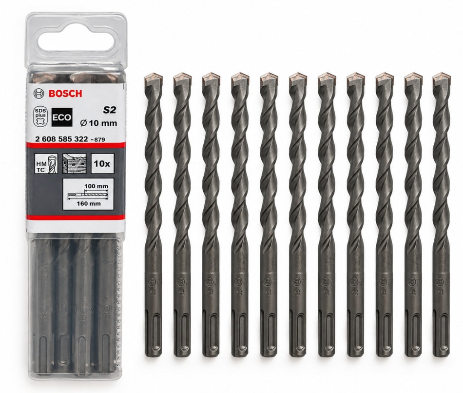 10x BOSCH SDS-plus Hammerbohrer (Ø 10 x 100 x 160mm)