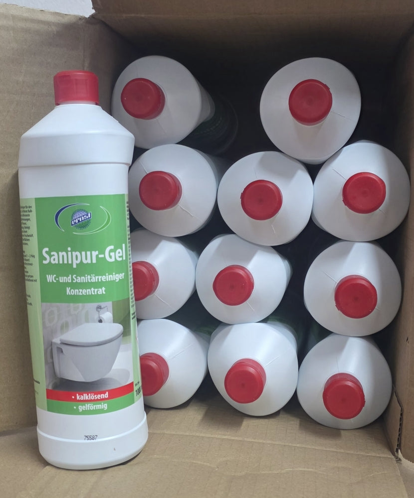 12x WC- und Sanitärreiniger Konzentrat 'Sanipur-Gel' (1000ml)