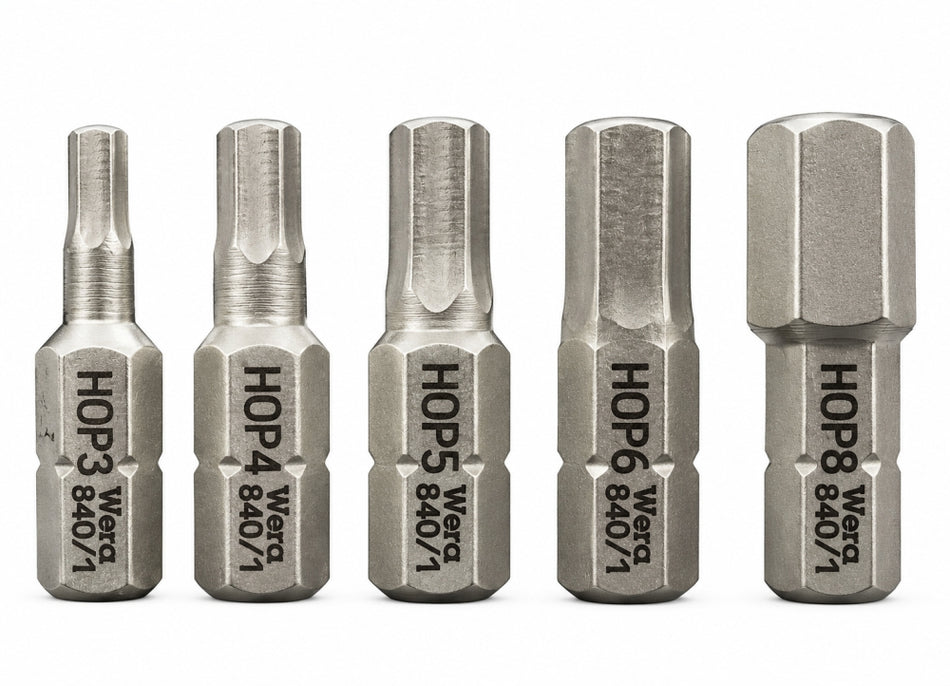 WERA Innensechskant Bit-Satz (5-teilig, 3-8mm, 1/4 Zoll x 25mm)