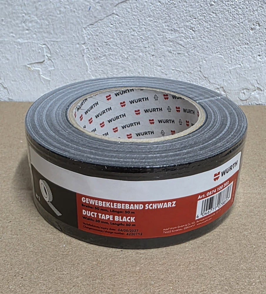 WÜRTH Gewebeklebeband 'Panzertape' (Schwarz, 50mm x 50m)