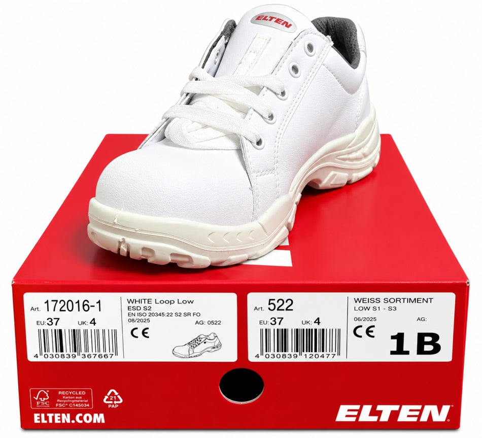 ELTEN Sicherheitsschuhe 'White Loop Low S2' WEIß (Gr. 37)