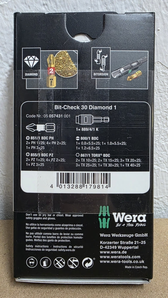 WERA Bitsatz (30-teilig) 'BitCheck 30 Diamond 1'